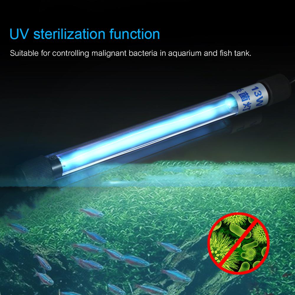 13W UV Light Sterilization Lamp Submersible Ultraviolet Sterilizer Water Disinfection for Aquarium Fish   Pond AC220-240V