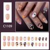 Halloween Press On Nails Almond Fake Nails Bat Acrylic Nails Glossy False Nails Stick On Nails Full Cover Fake Nails