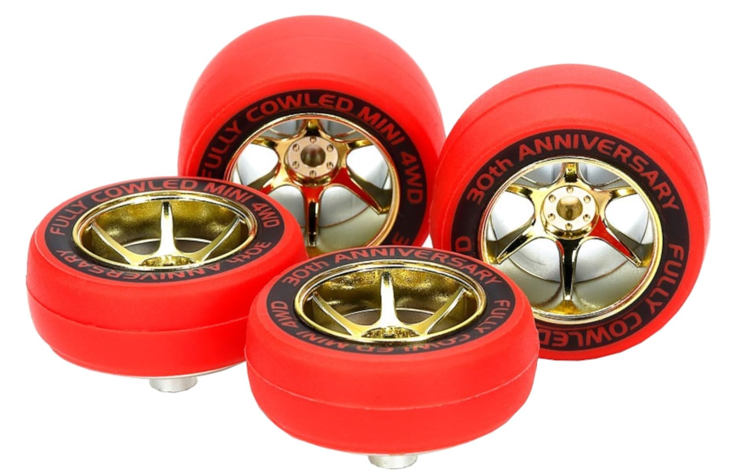

Tamiya Mini 4WD Special Edition Fully Cowled Mini 4WD 30th Anniversary Red Slick Tires Gold Plated Wheels 95665 (TAMIYA) &