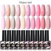 Set de 10 Oje Gel Nee Jolie cu Bază și Top Coat Soak Off Kit pentru Artă pe Unghii UV LED pentru Începători