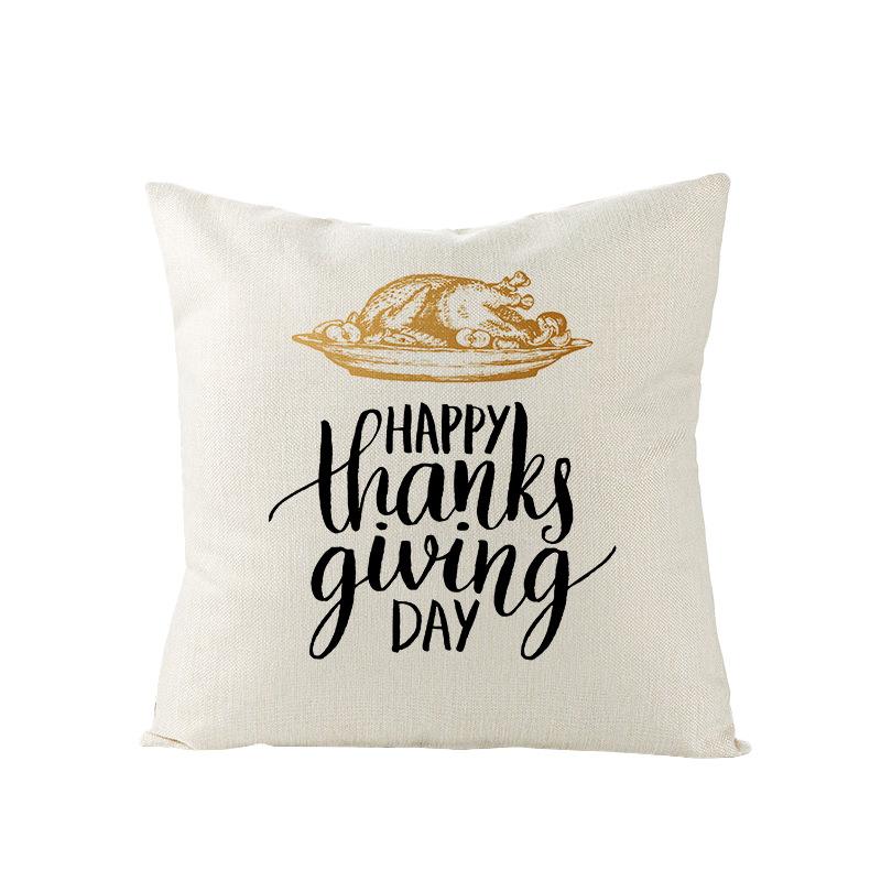 Home Thanksgiving Pillow Cover New Autumn Pumpkin Polyester Printed Cushion Cushion Cover