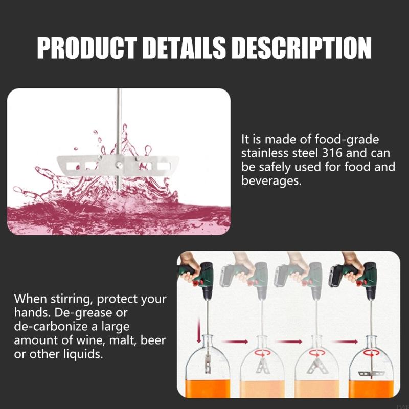 17,5 pouces Acier Inoxydable Dégazeuse Mélangeur Agitateur à Vin Bière Avec Accessoires Perceuse Outil de Dégazage Pour Brassage Maison P9YB