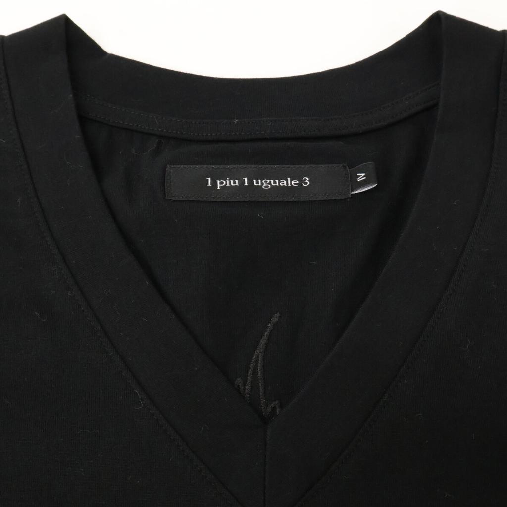 1piu1uguale3 MRT289 Black BACK LEAF V-NECK TEE V-neck T-shirt Tops 4 blackUsed