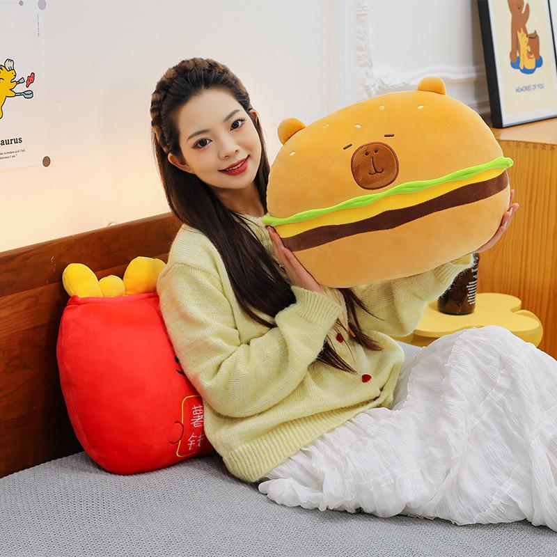 Plush Capybara Hamburger Toy Adorable Cartoon Girls Bedtime Pal Gift Birthday