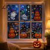 Shop Display Decorations Halloween Cartoon Window Cling Stickers, Ghost Pumpkin Candy Glass Decals, Self-Adhesive Removable Indoor Festive Scene
