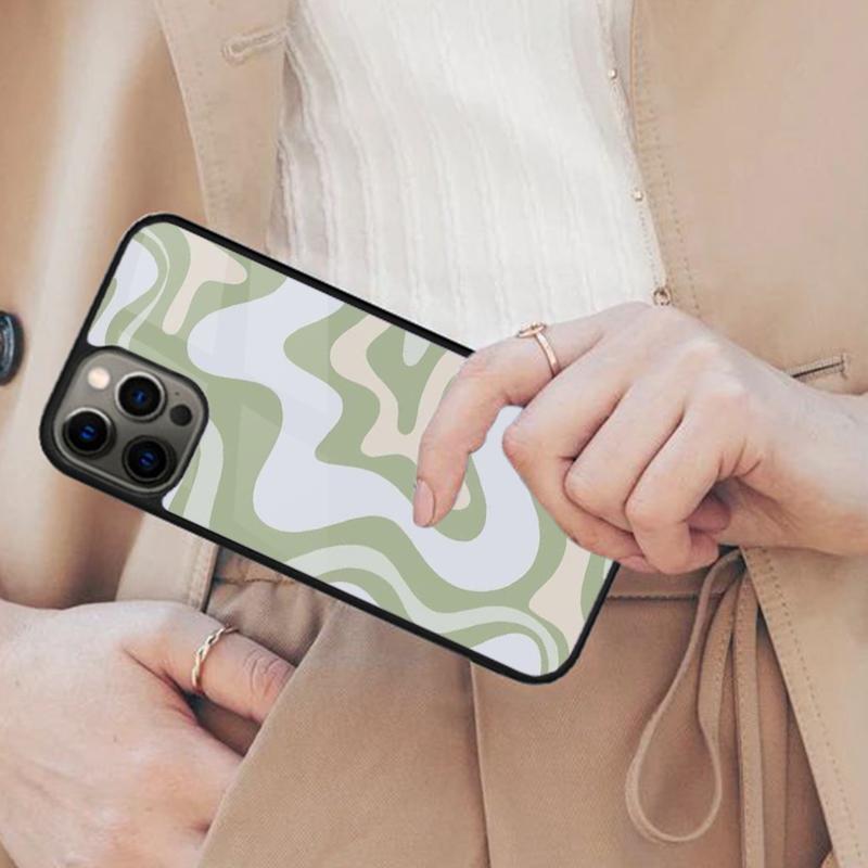 Sage Green Warped Checkered Pattern Magnetic Phone Case For APPLE iPhone 17 Air 16 14 13 12 Pro Max 15 Plus MagSafe Cover