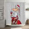 TU Weihnachtsmann Duschvorhang Festliche Weihnachts-Badezimmerdeko Feiertags-Wohnkultur Wasserdichter Stoff Duschvorhang-Set