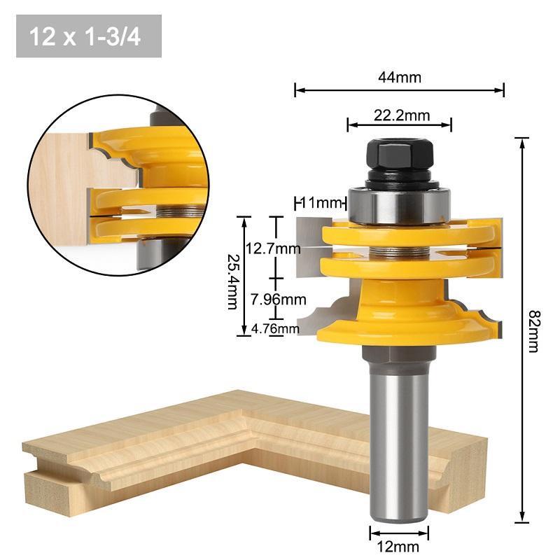 1Pc 8mm 12mm 1/2inch Shank Glass Door Rail & Stile Reversible Router Bit Wood Cutting Tool Woodworking Router Bits