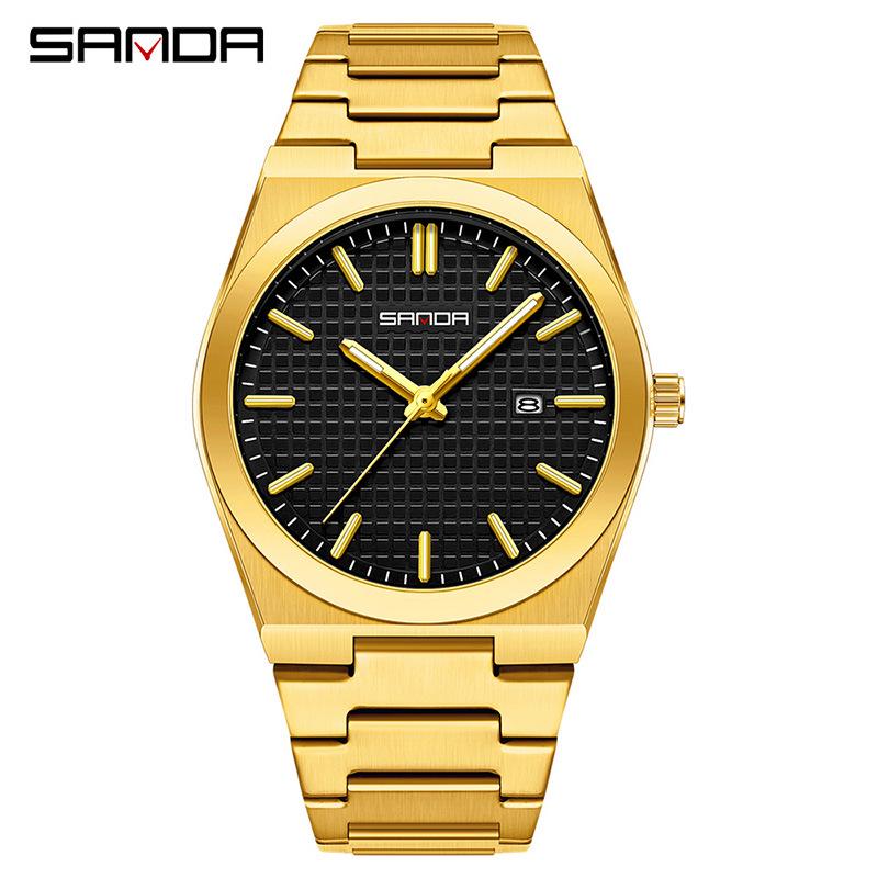 SANDA Men s Waterproof Steel Band Wristwatch with Calendar - Simple, Fashionable Business Design