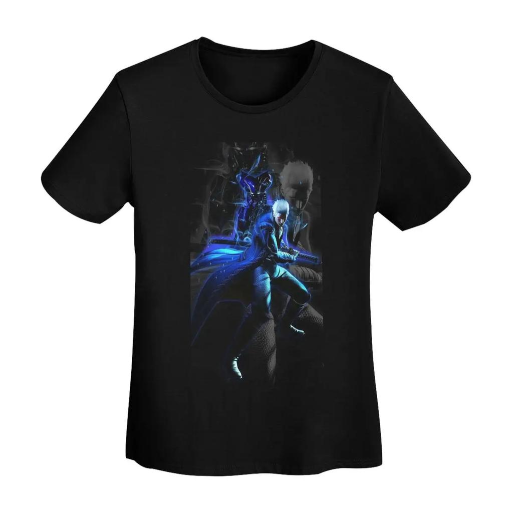 Vergil De La Serie Devil May Cry Camiseta Mujer Manga Corta Camisetas Cuello Redondo Ropa Algodón Verano Camisetas Streetwear