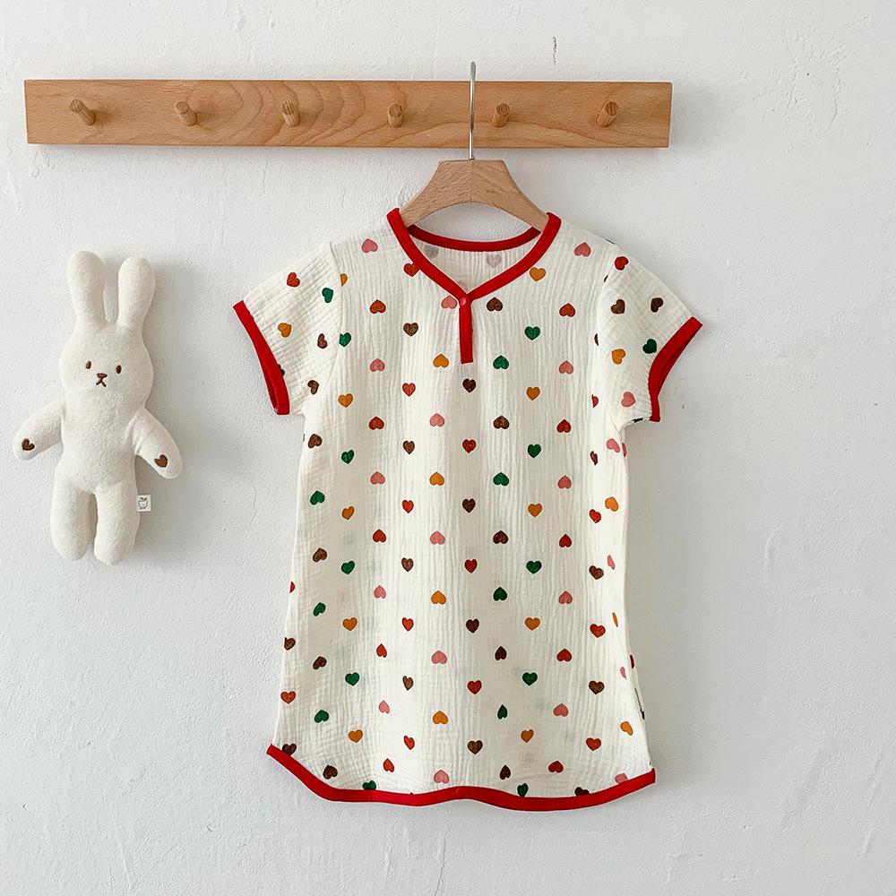 2025 Summer Pure Cotton Baby Sleep Robe: Class A Short Sleeve Gauze Pajamas
