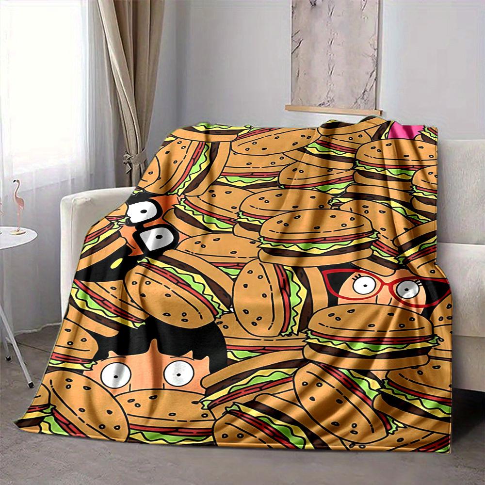 1pc Bob’s Burgers Cozy Print Blanket Lightweight Warm Flannel Throw Blanket For Sofa, Bed, Living Room