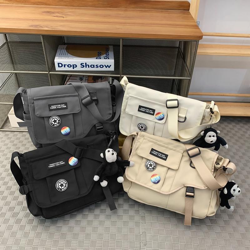 Dámská jednobarevná crossbody taška Pánská taška Messenger s velkou kapacitou Studentská taška přes rameno