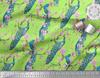 Soimoi Black Poly Crepe Fabric Pink Flower|Branch & Peacock Bird Print Fabric by the Yard 42 Inch