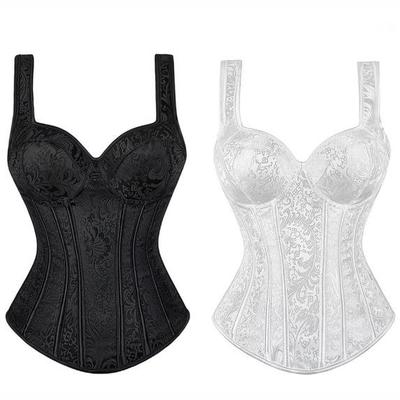 Corset Steampunk Taça Zíper Lateral Alças Corset Overbust Modelador de Cintura Bustiê