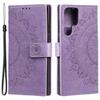 For Samsung Galaxy S24 Ultra Case PU Leather Mandala Flower Stand Cover with Strap