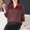 Women's loose striped spring and autumn bottoming sweater top