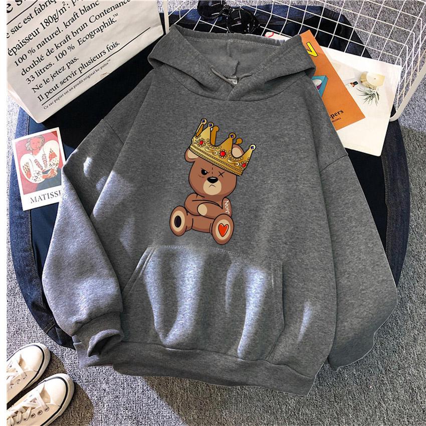 Fashion Cartoon Women's Hoodie Teddy Bear Print Hoodies Women Streetwear Pullover Harajuku Unisex Sweatshirt Oversized Clothes