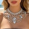 European And American Jewelry, Exquisite Multi-Layer Water Drop Rhinestone Necklace, Fashion Dinner Party Neck Jewelry Accessories