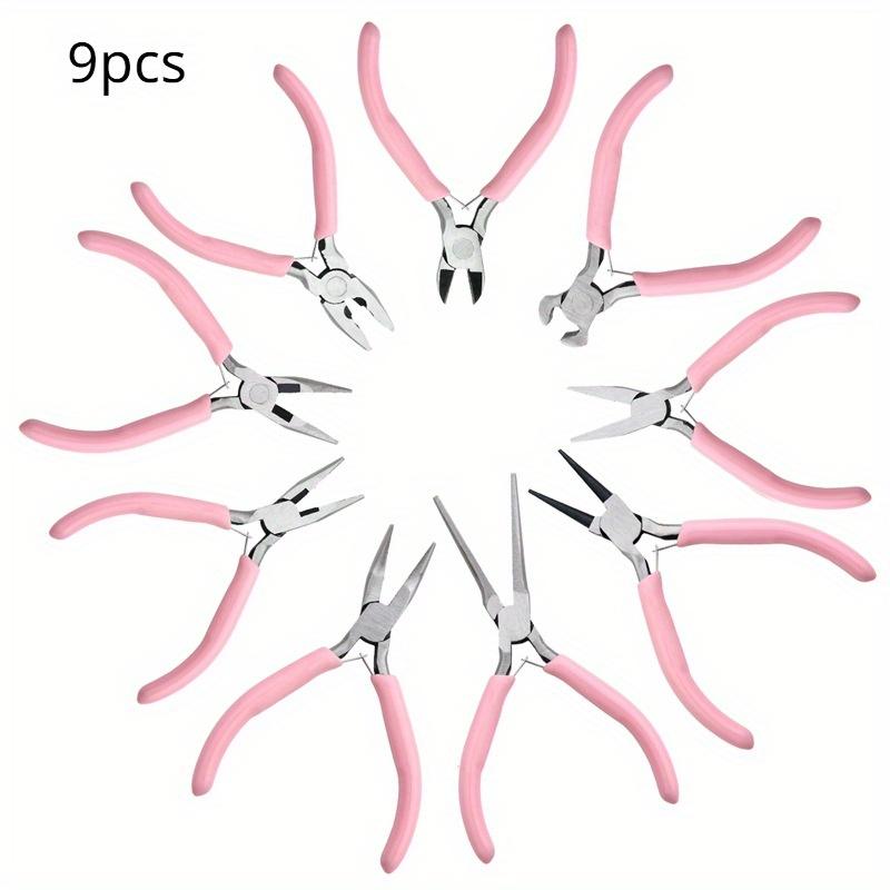 9pcs Mini Jewelry Pliers, Round Curved Needle Tips, DIY Tool Kit Suitable for Jewelry Production and Repair, Top Cutting Pliers, Round Mouth Pliers