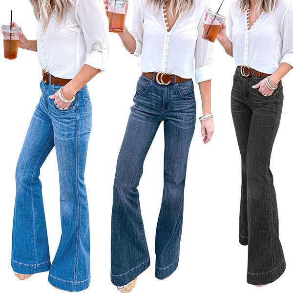 

Women Fashion High Waist Skinny Jeans Flared Denim Pants Long Pants Trousers XXXXL чёрный