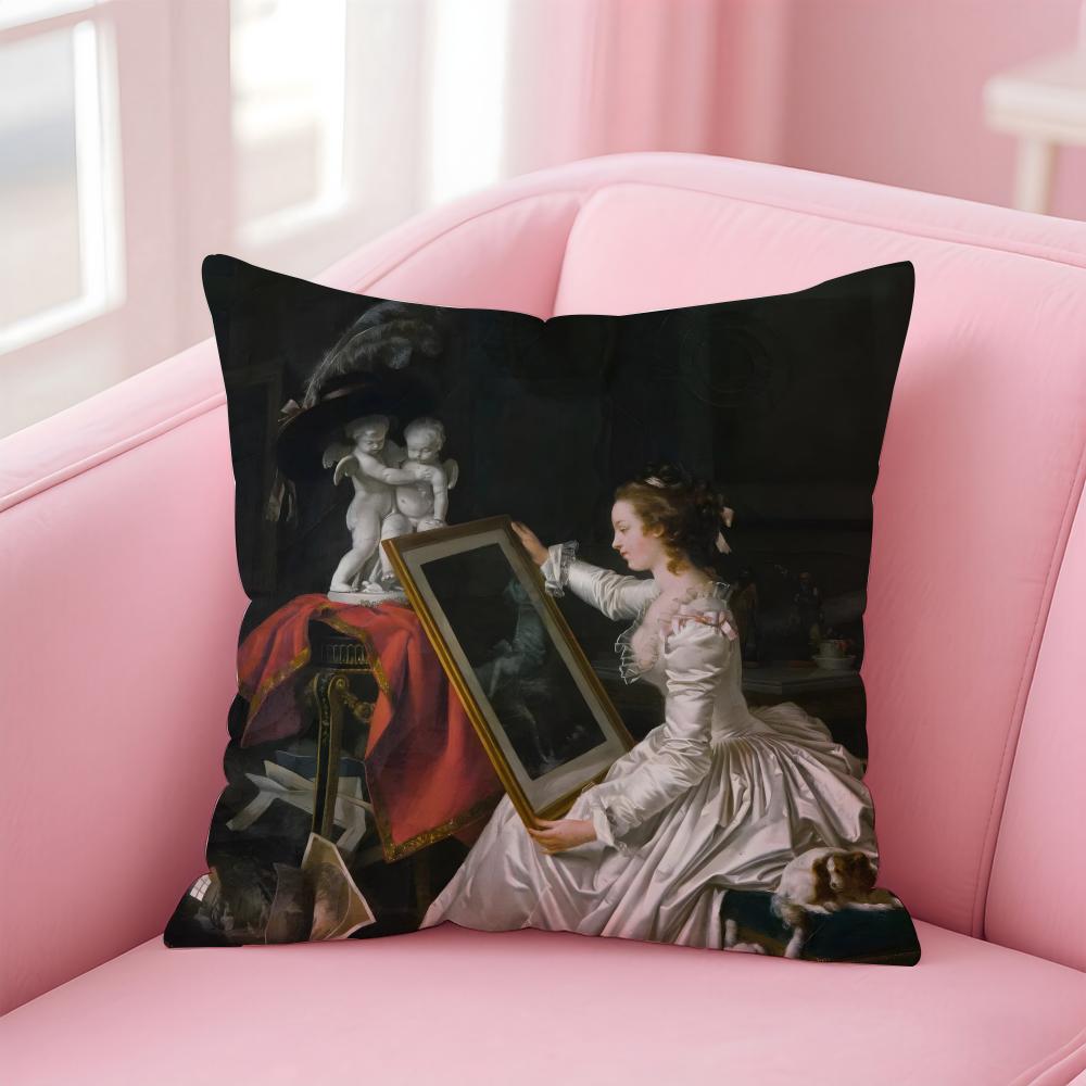 Rococo JJean Honore Fragonard Kissenbezug Kissenhülle Weicher Hautfreundlicher Stoff Komfort Verdeckter Reißverschluss