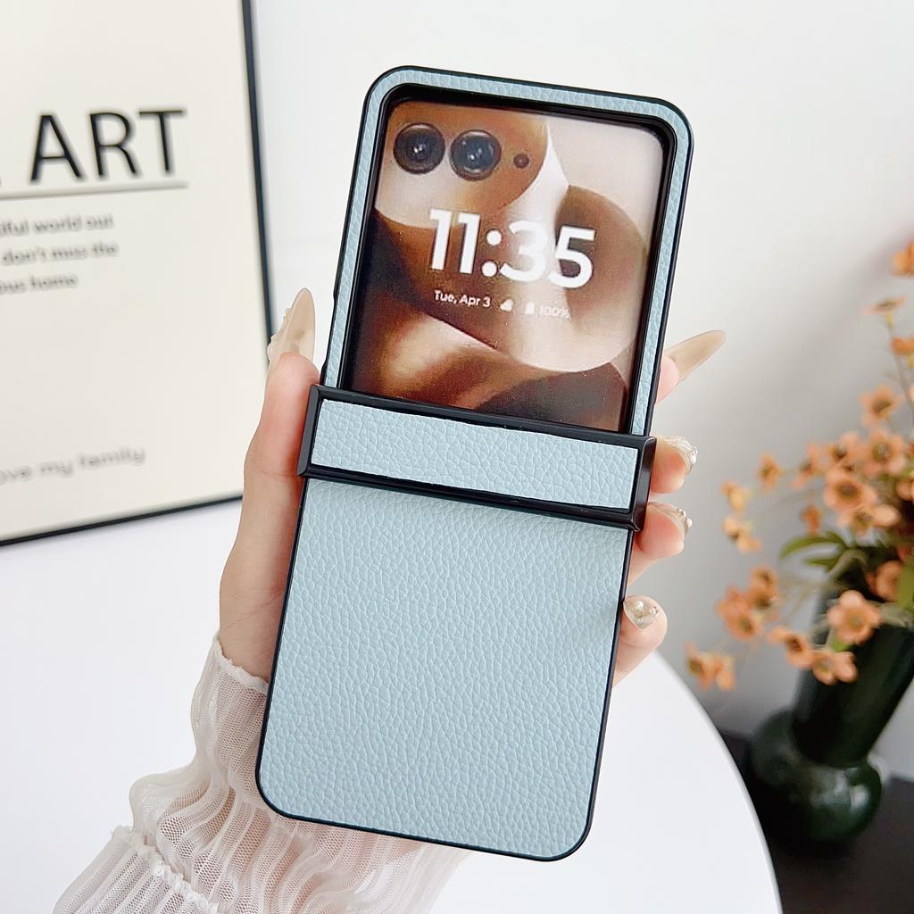 Luxe Harde Leren Telefoonhoes voor Motorola Razr 70 60 50 70 Ultra Razr 70+ Scharnierbescherming Beschermende Schokbestendige Cover