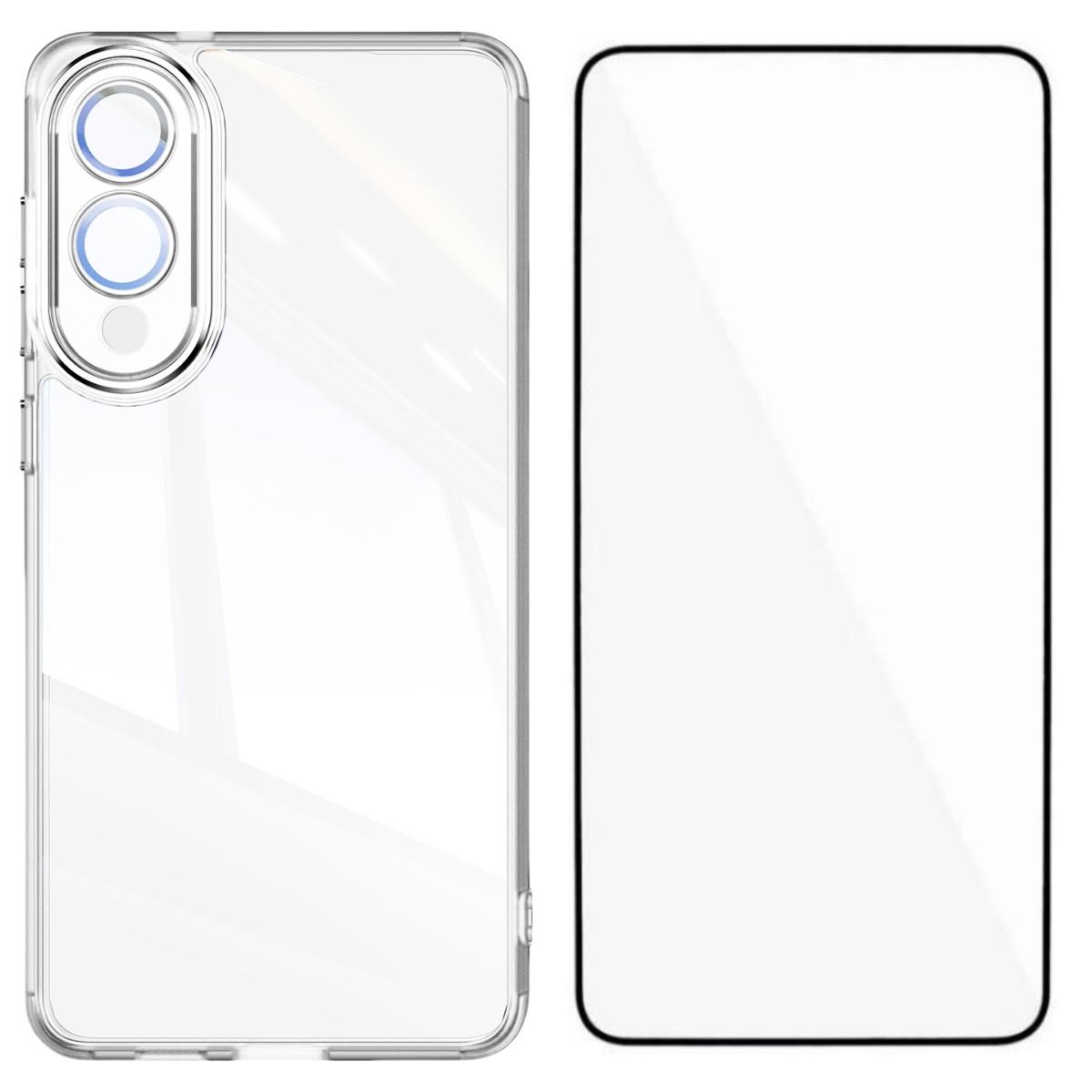 

For Samsung Galaxy S25 Edge TPU Case WANLONFENG Shockproof Clear Phone Cover with Tempered Glass Film Transparent