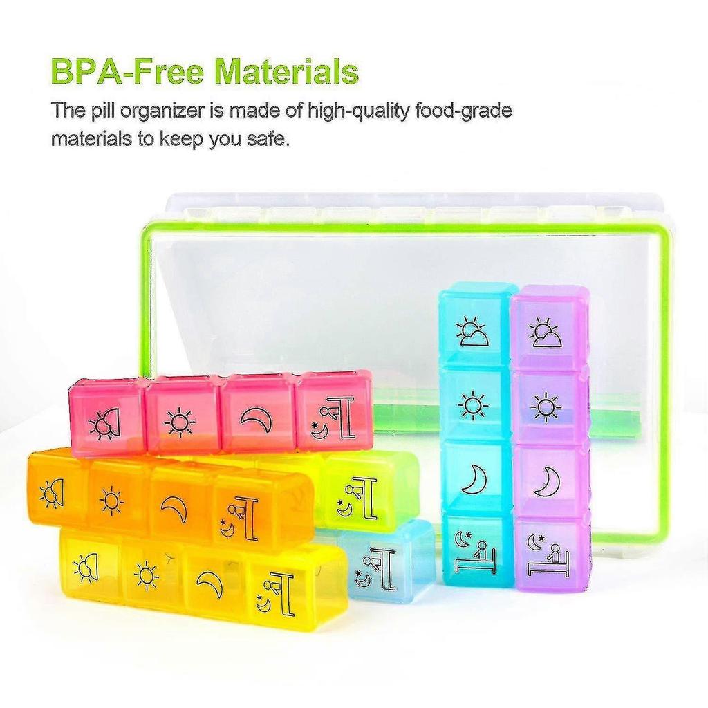 Stora Box Tragbar 7 Medikamenten-Pillenbox 28 Fächer Wöchentliche Pillenbox Stora Box Reise-Medikamentenbox H Tablettenzerkleinerer