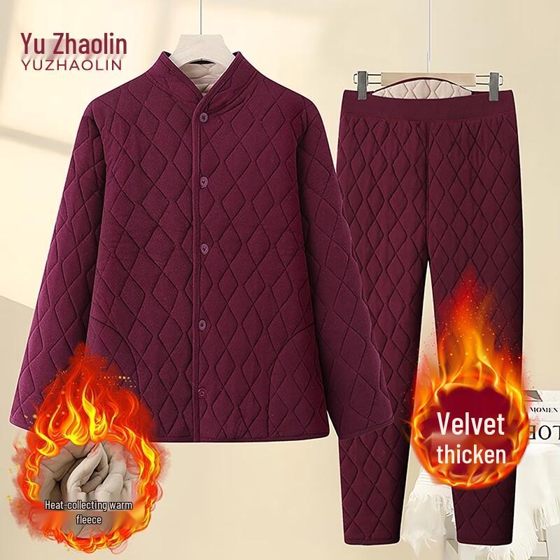 

YUZHAOLIN Женский очень толстый термокомплект с воротником-стойкой для пожилых 4XL (140-155 lbs)