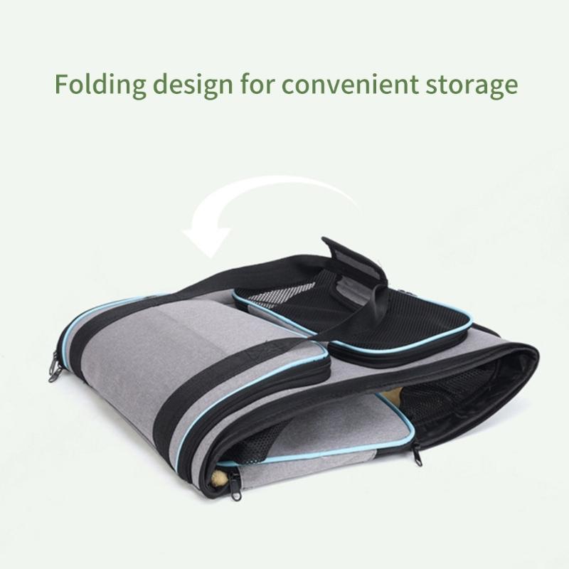 Expandable Cats Carriers Bag with Breathable Mesh Adjust Shoulder Strap Travel Case for Pet Dog Ventilation Suitcases