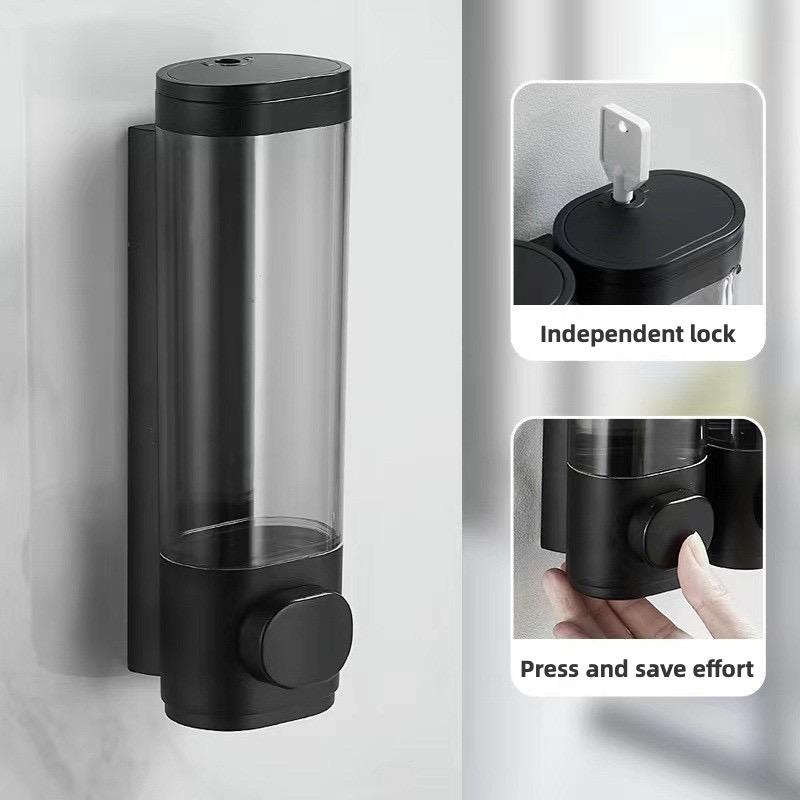 Liquid Soap Dispenser Three-Head Shower and Lotion Dispenser Waterproof Shampoo Gel Container Wall Mount with Clear Window