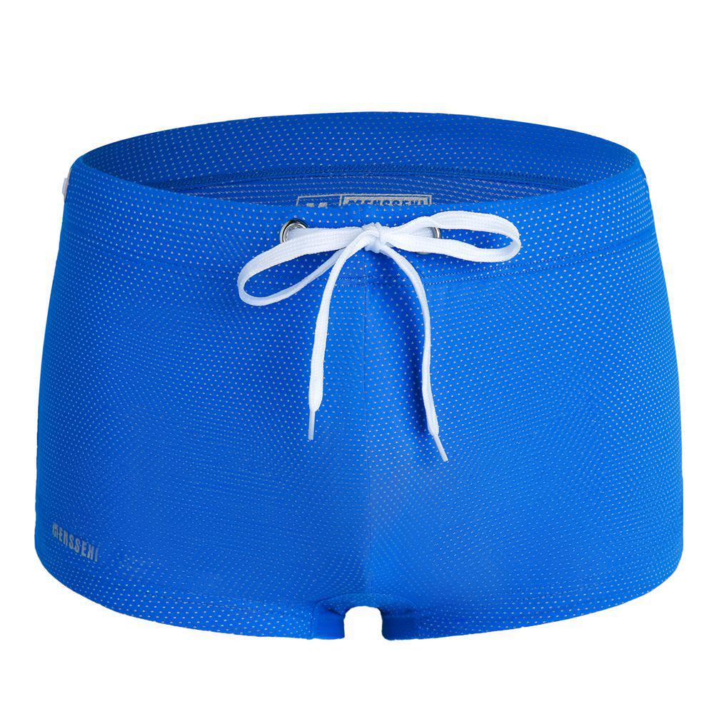 Men's Low-Waist Waterproof Swim Trunks - Drawstring Nylon Square Leg Design for European and American Markets