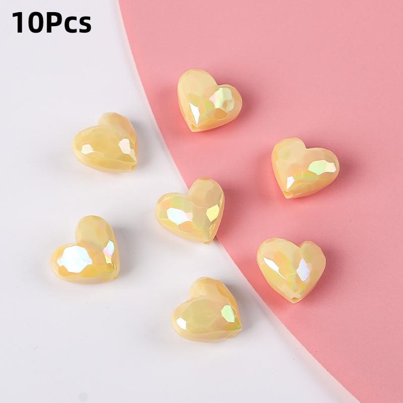 10Pcs Heart Shape Acrylic Loose Spacer Beads For Diy Jewelry Making Bracelet Necklace Keychains Accessories