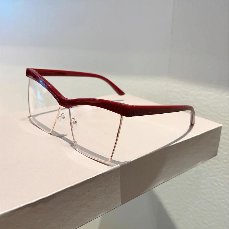 

KAMMPT Большие очки кошачий глаз женские модные оптические оправы с блокировкой синего света 2025 Новые модные брендовые дизайнерские очки transparent lenses красный