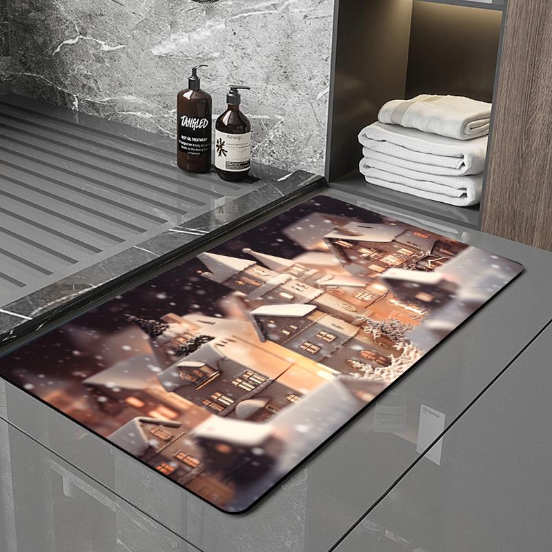 SANFAN Customizable Christmas Multipurpose Floor Mat Doorway Bath Mat Kitchen Mat