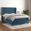 Maison Exclusive - Dark Blue Bed Slat Base and Mattress 140x190cm Velvet