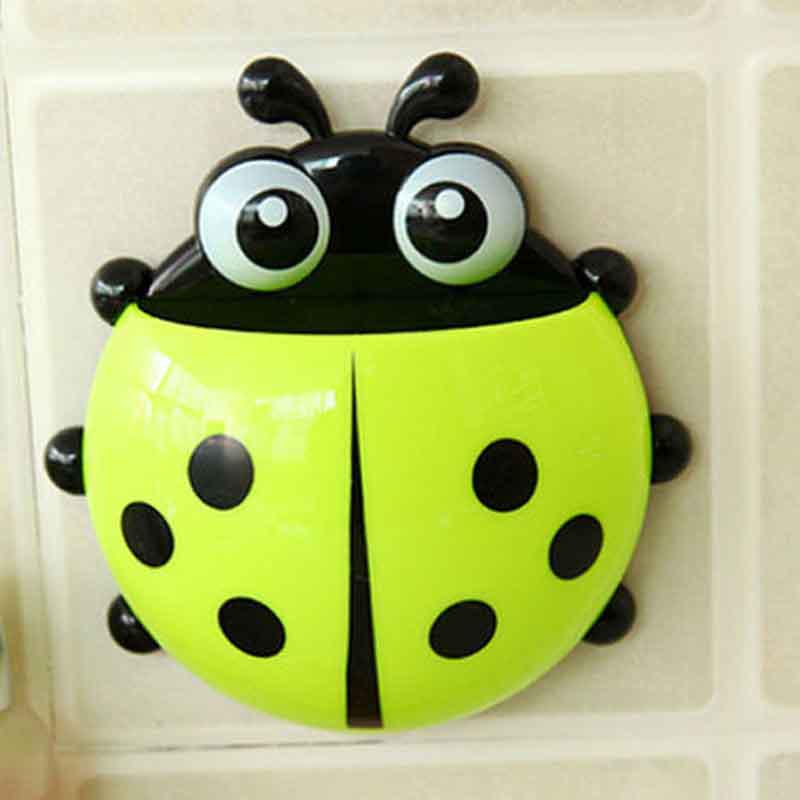 

Божья коровка Прекрасный Мультяшный Держатель для Зубных Щеток Настенный для Ванной Комнаты Присоска Божья Коровка зелёный