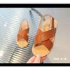 Kids Cross Strap Open Toe Velcro Sandals Summer Casual Beach Shoes For Boys Girls