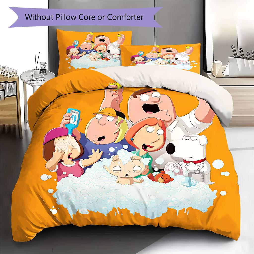 Rodinný typ Vzor Povlečení Sada prošívaných dek Quilt Cover Povlak na polštář Domácí dekorace Dárek k narozeninám (1 * povlak na peřinu + 2 * povlak na polštář, bez jádra)