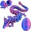 3D Printed Crystal Dragon Figurine with Movable Joints - Perfect Children's Birthday Gift