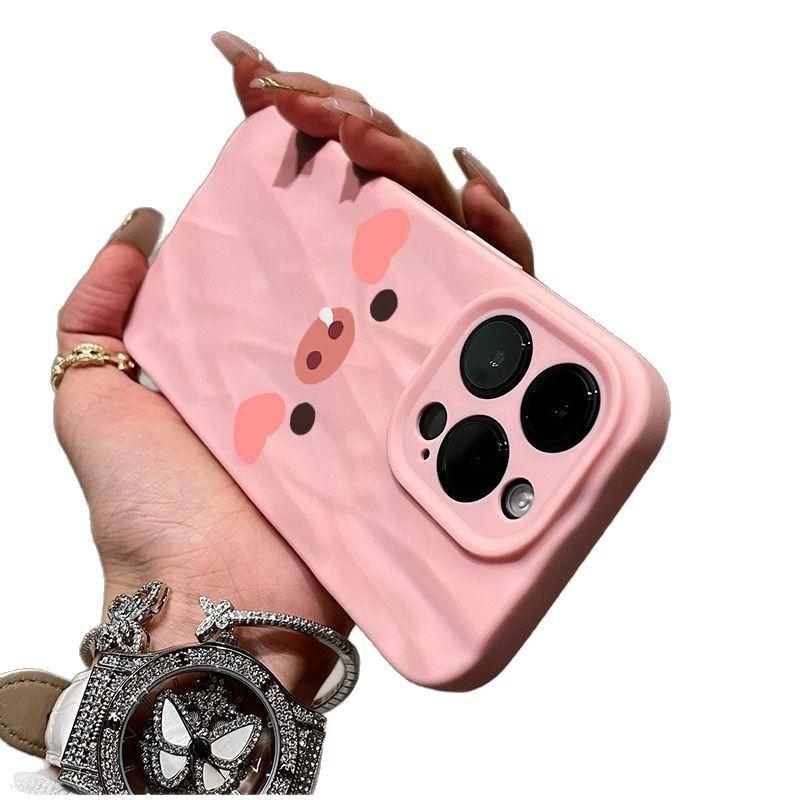 Love Pig iPhone17promax Mobile Phone Case Is Suitable for Apple 16promax Pleats 14 Cute 15 Simple