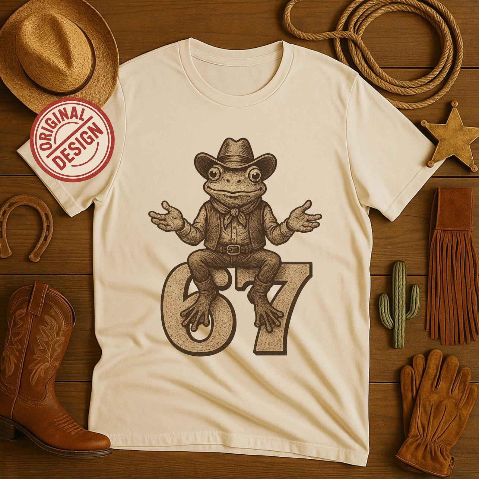 Funny Cowboy Frog T-Shirt, Western Meme Tee, Retro Humor Gift 4XL