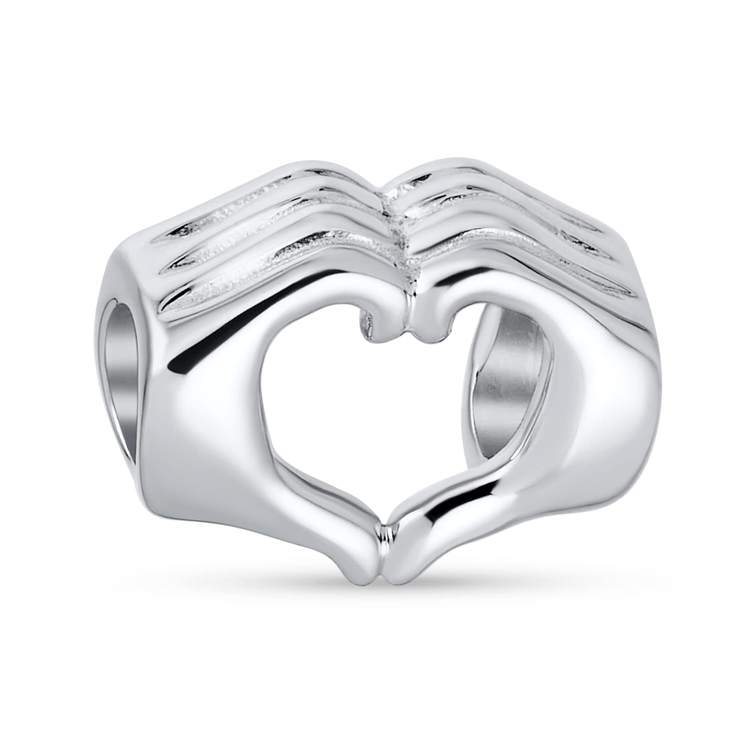 

BFF Hand Sign Heart Symbol Sign Language I Love You Charm Beads for Women Teens Sterling Silver Fit European Bracelet [Bling Jewelry] .925