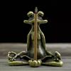 1PC Retro Copperware Incense Socket Zen Frog Ornaments Solid Pure Copper Frog Tea Pet Incense Holder Ornaments