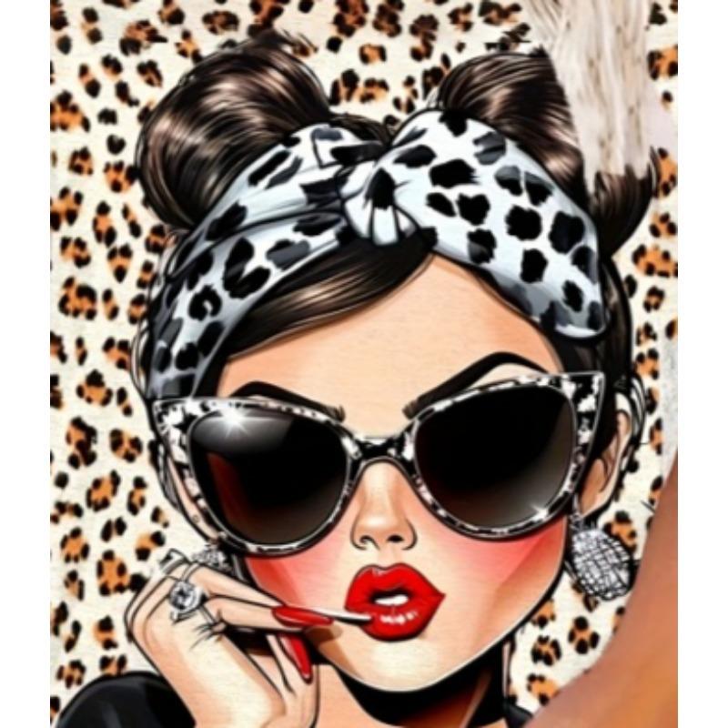 Ladies' 3D Leopard Print Retro Pattern T-shirt Casual Short Sleeved Round Neck Retro Shirt