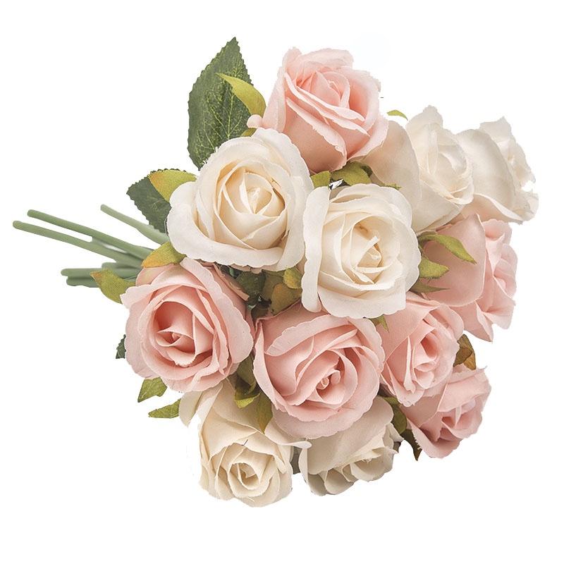 12head Artificial Rose Bouquet Silk Flowers Wedding Party Home Decoration