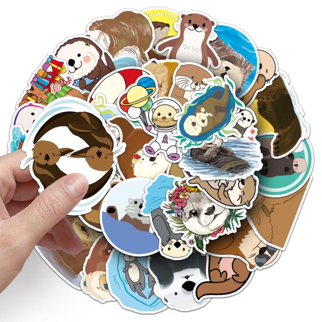 50pcs Cute Otter Cartoon Graffiti Stickers for Phone Cases and Luggage - Waterproof and Creative DIY Design