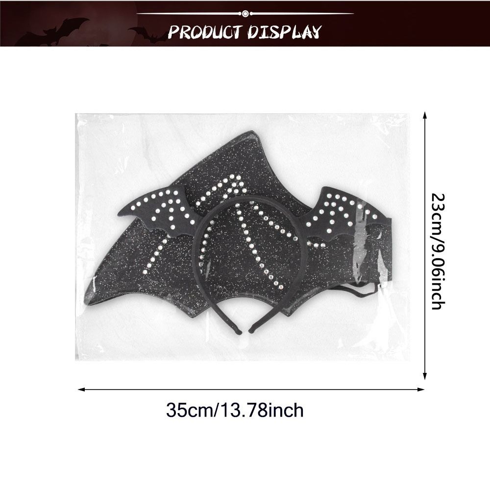 Halloween Bat Wings Headband Set Halloween Cosplay Costume Accessories Party Props Glitter Gauze Bat Wings Black