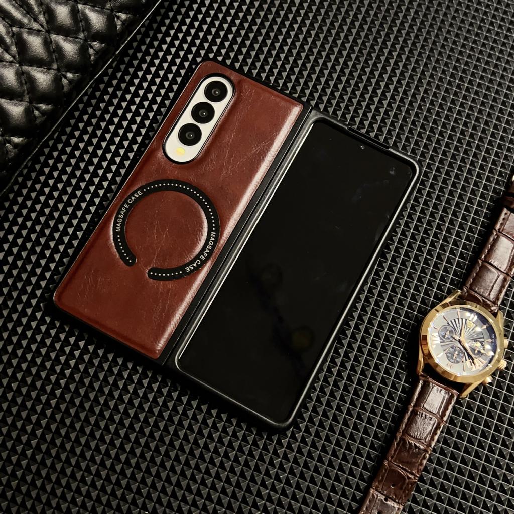 Crazy Horse Pattern Retro Leather Pattern Magnetic Attraction Is Suitable for Samsung Z FOLD7 Mobile Phone Case Hinge Anti-drop Folding Z FOLD4/3